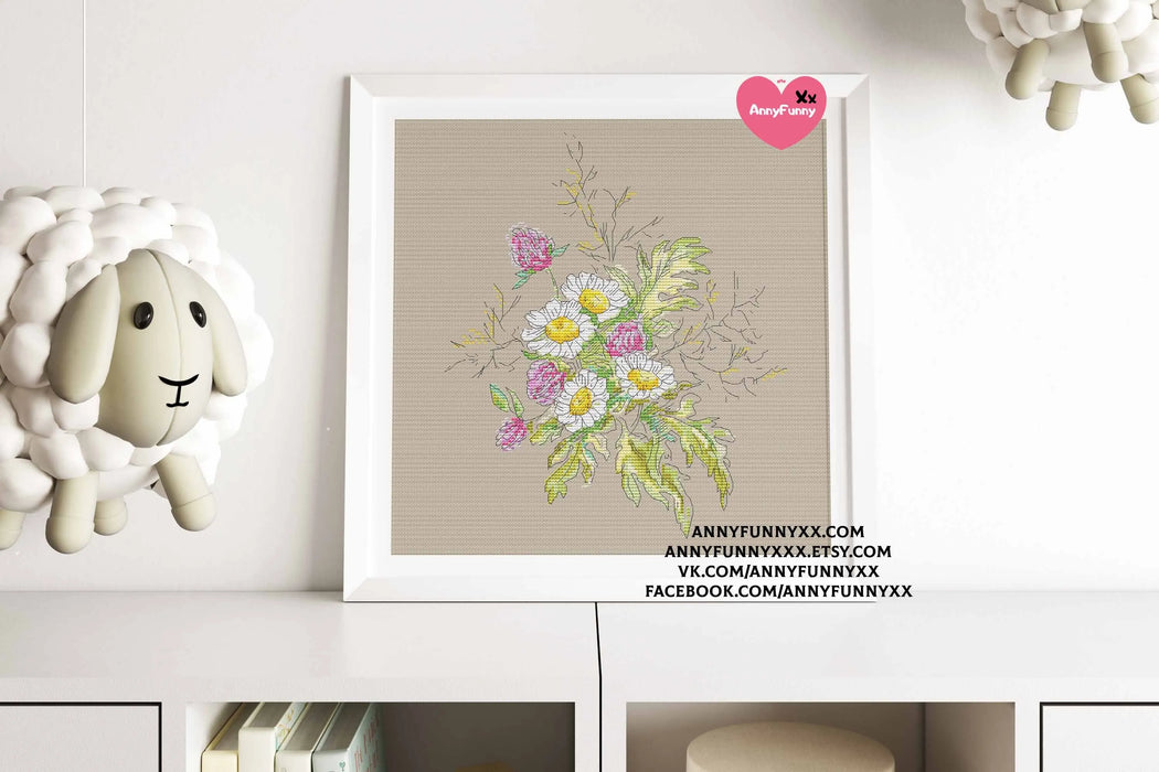 Flowers Sketch. Clover - PDF Cross Stitch Pattern