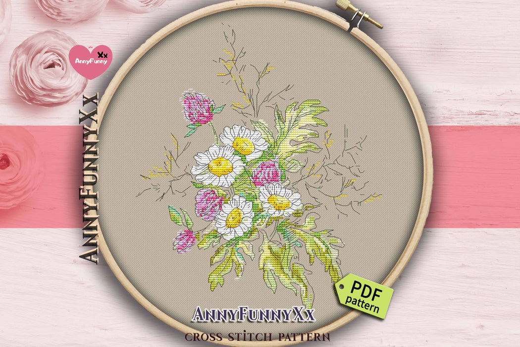 Flowers Sketch. Clover - PDF Cross Stitch Pattern