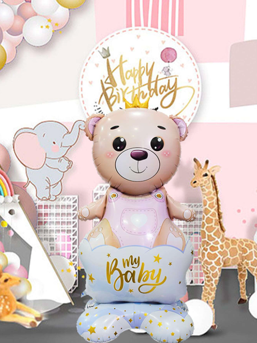 Bear with a Crown Girl. Standing Foil Balloon Decoration F07M1-3