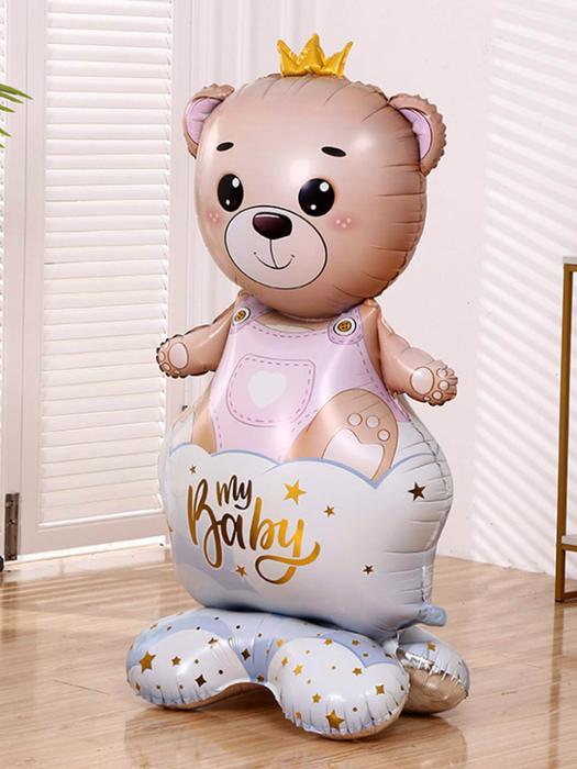 Bear with a Crown Girl. Standing Foil Balloon Decoration F07M1-3