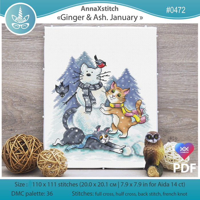 Ginger & Ash. January - PDF Cross Stitch Pattern