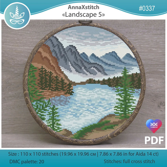 Round Landscapes. Landscape 5 - PDF Cross Stitch Pattern