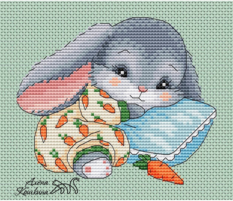 Sleeping bunny - PDF Cross Stitch Pattern