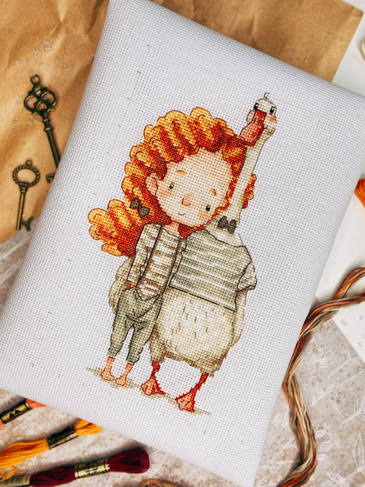 Girl and Goose - PDF Cross Stitch Pattern