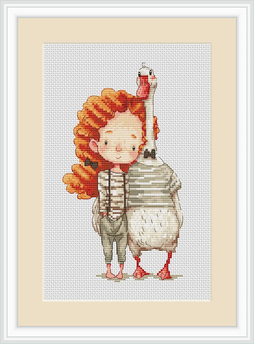 Girl and Goose - PDF Cross Stitch Pattern