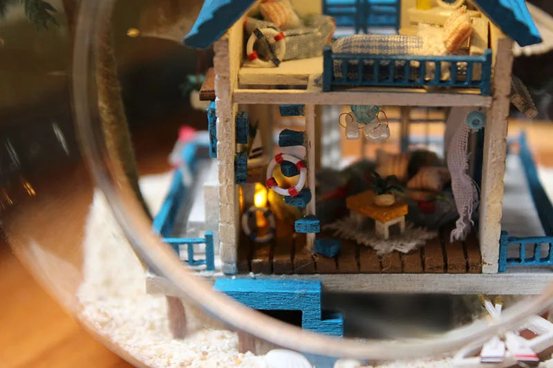 Miniature Wizardi Roombox Kit - Romantic Beach House Dollhouse Kit