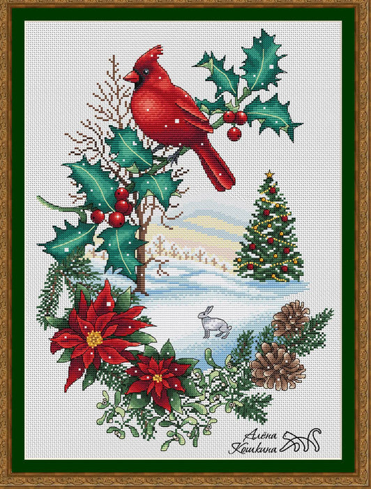 Winter cardinal - PDF Cross Stitch Pattern