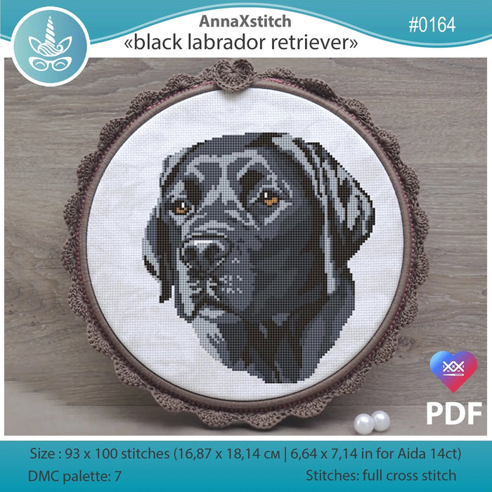 Black Labrador Retriever - PDF Cross Stitch Pattern