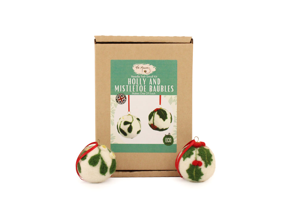 Felting Kit - Holly & Mistletoe Bauble Needle Felt Kit