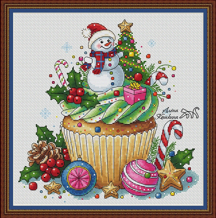 Cake. Snowman - PDF Cross Stitch Pattern