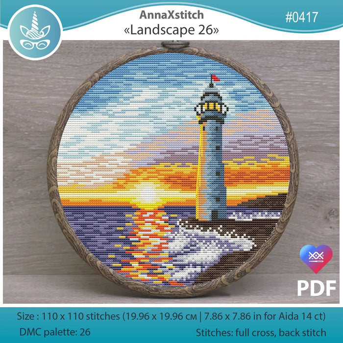 Round Landscapes. Landscape 26 - PDF Cross Stitch Pattern