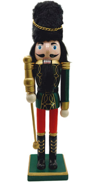 Christmas Nutcracker the Staffbearer. Wizardi Classic Wooden Festive Decoration F07M14-38-N01724D