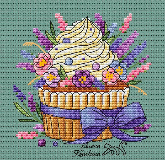 Cake. Lavender - PDF Cross Stitch Pattern