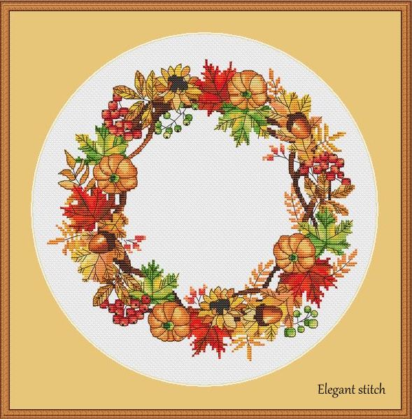 Autumn Wreath - PDF Cross Stitch Pattern