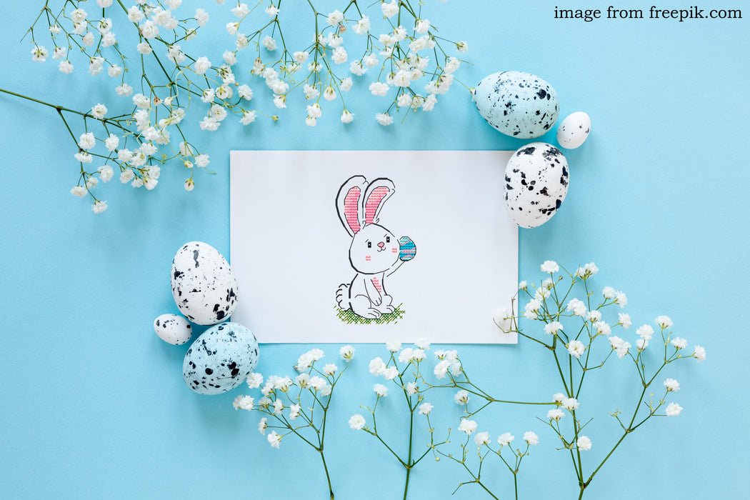 Bunny Tin and Azure egg - FREE PDF Cross Stitch Pattern