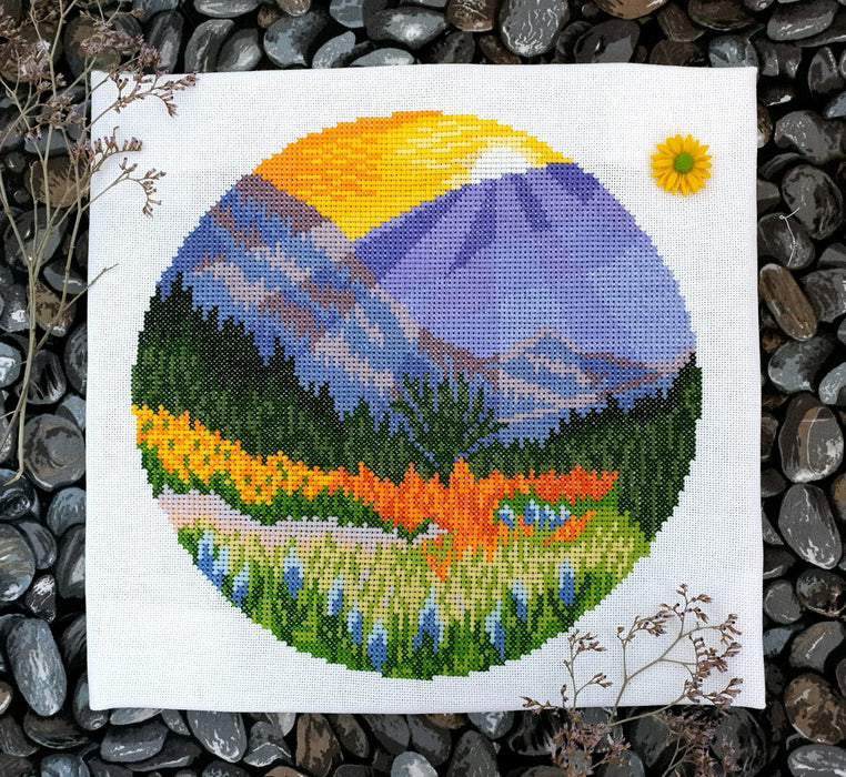 Round Landscapes. Landscape 10 - PDF Cross Stitch Pattern