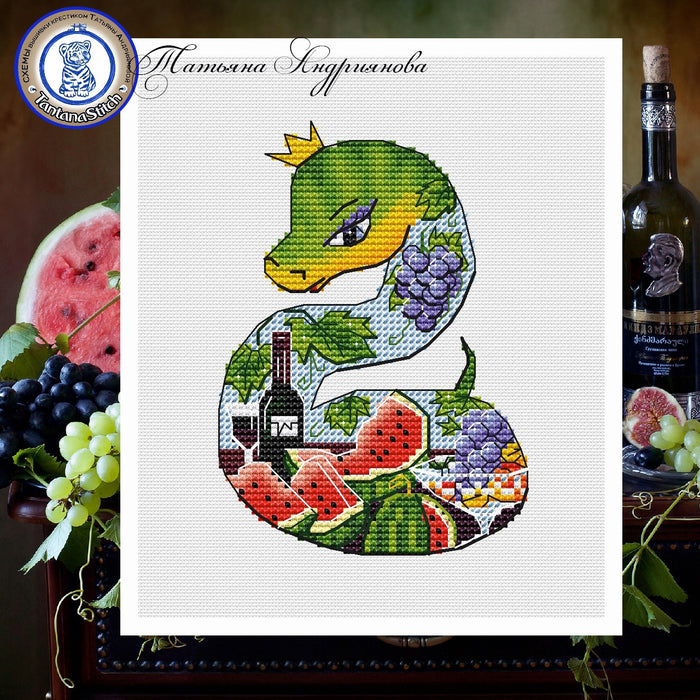 Snake. Watermelon Happiness - PDF Cross Stitch Pattern