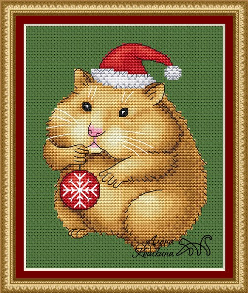 New Year's hamster - PDF Cross Stitch Pattern