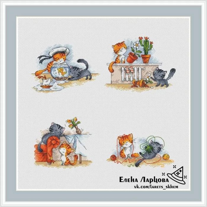 Happy everyday life of cats - PDF Cross Stitch Pattern