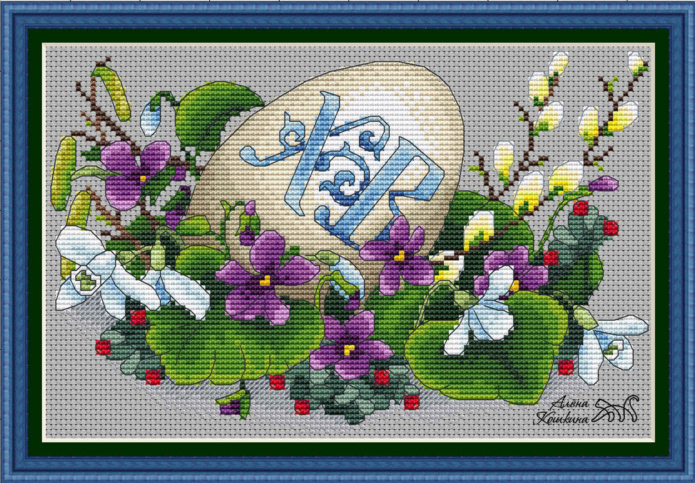 Christ is risen. snowdrops and violets - PDF Cross Stitch Pattern