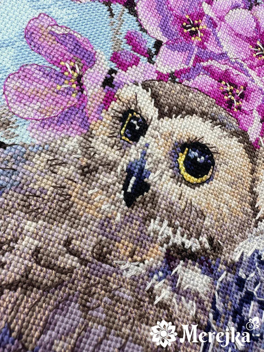 Two Owls in Spring Blossom K-228 Counted Cross-Stitch Kit