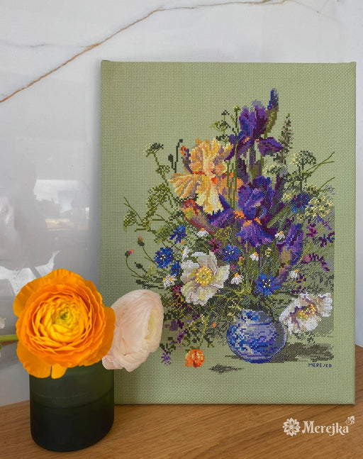 Irises and Wildflowers K-249 Counted Cross-Stitch Kit - Wizardi