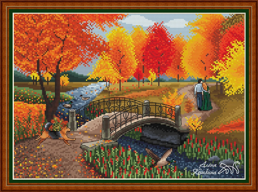 Autumn bridge - PDF Cross Stitch Pattern