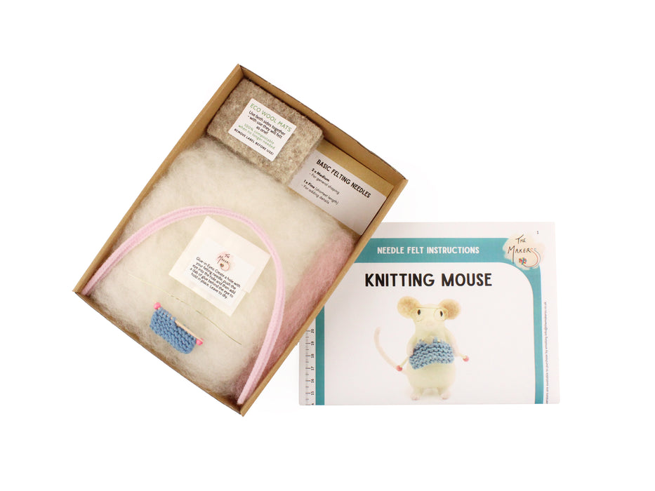 Felting Kit - Knitting Mouse Needle Felt Kit