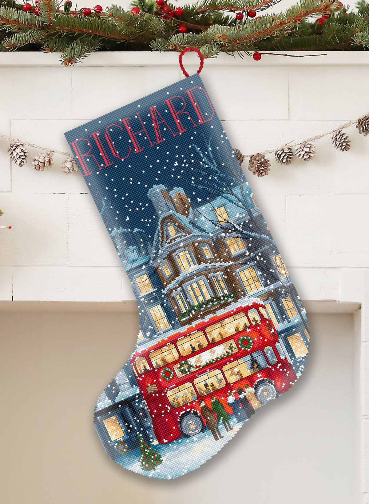 London Christmas Bus Stocking L10-003 Counted Cross Stitch Kit