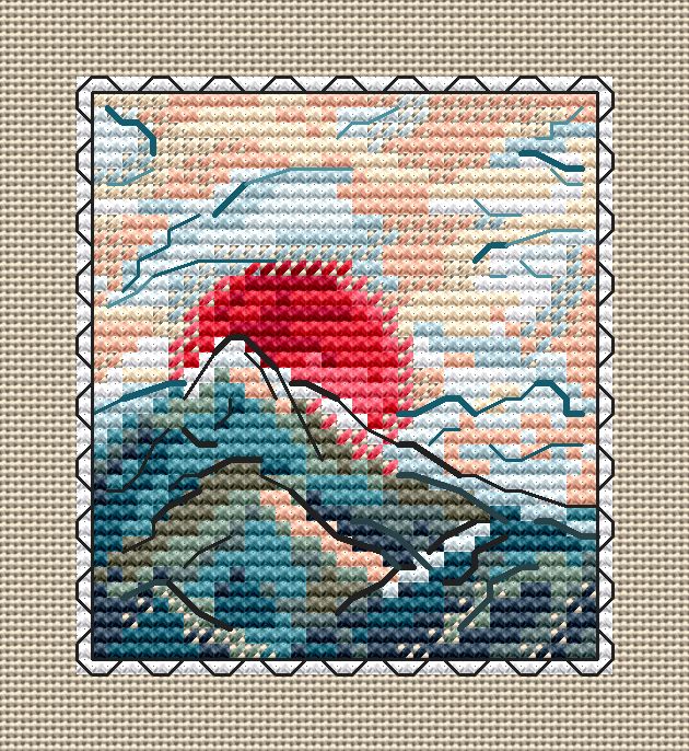 Stamp. Mountains - PDF Cross Stitch Pattern