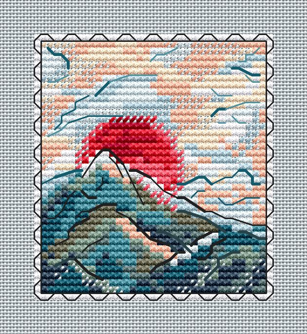 Stamp. Mountains - PDF Cross Stitch Pattern