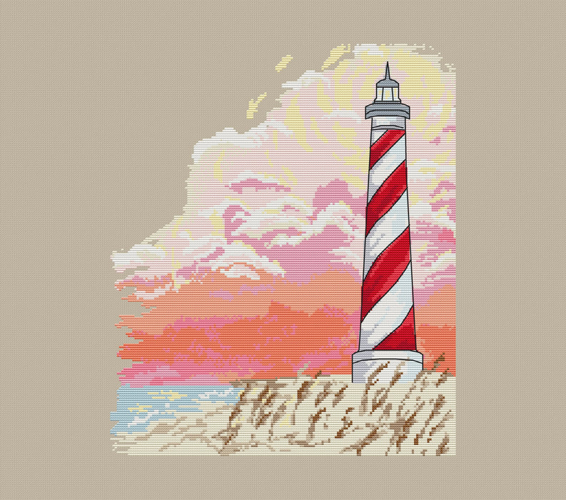 Pink Lighthouse - PDF Cross Stitch Pattern