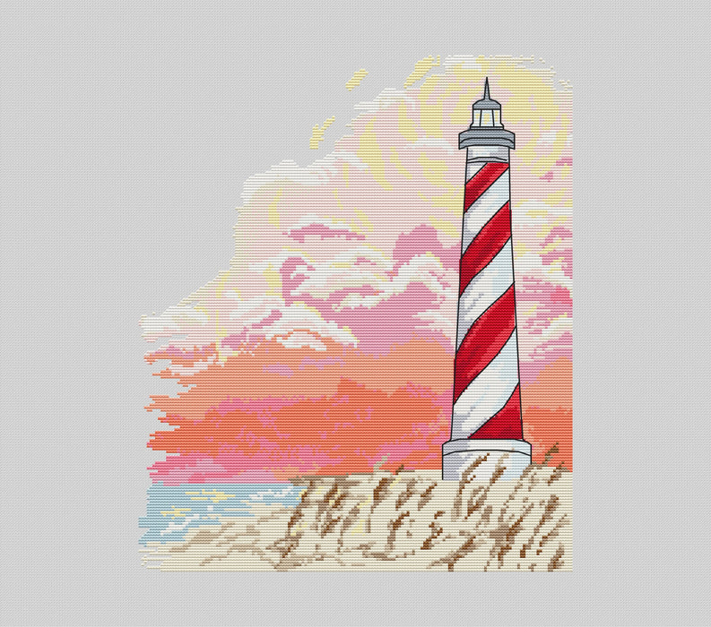 Pink Lighthouse - PDF Cross Stitch Pattern