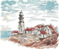 Old Lighthouse in the Village - PDF Cross Stitch Pattern