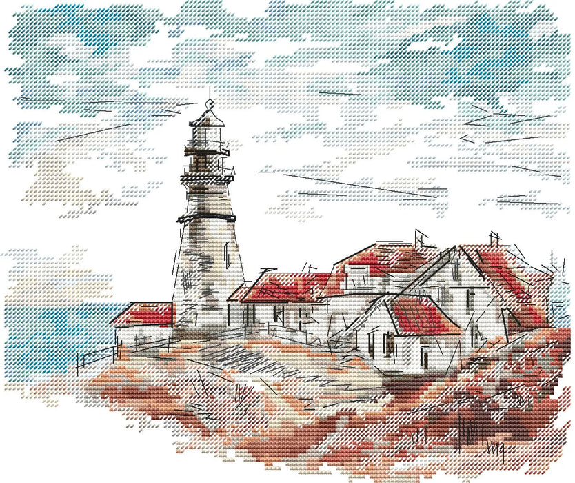 Old Lighthouse in the Village - PDF Cross Stitch Pattern