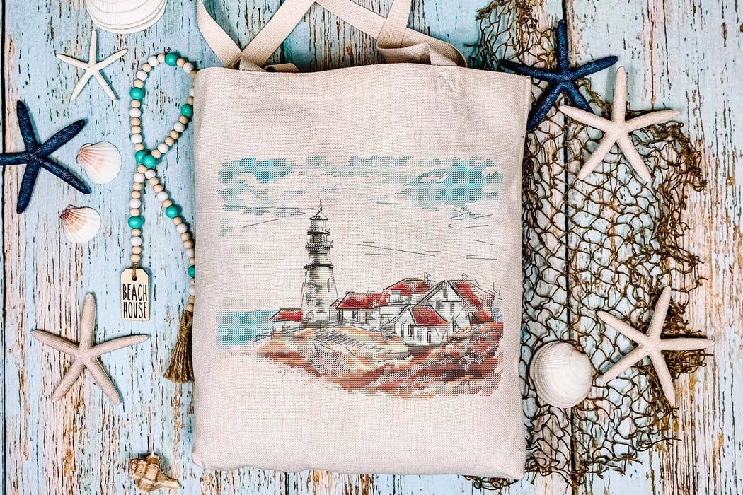 Old Lighthouse in the Village - PDF Cross Stitch Pattern