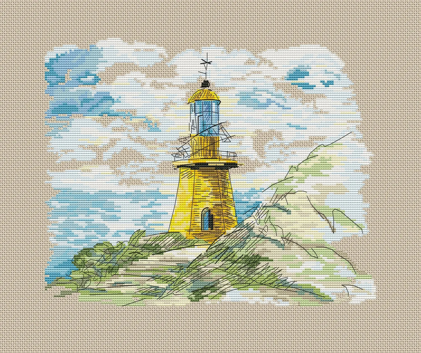 Yellow lighthouse - PDF Cross Stitch Pattern