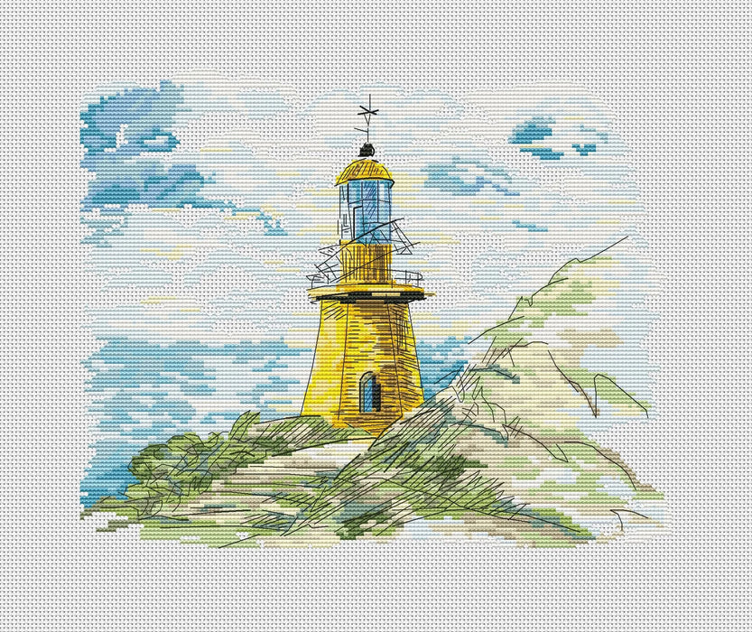 Yellow lighthouse - PDF Cross Stitch Pattern