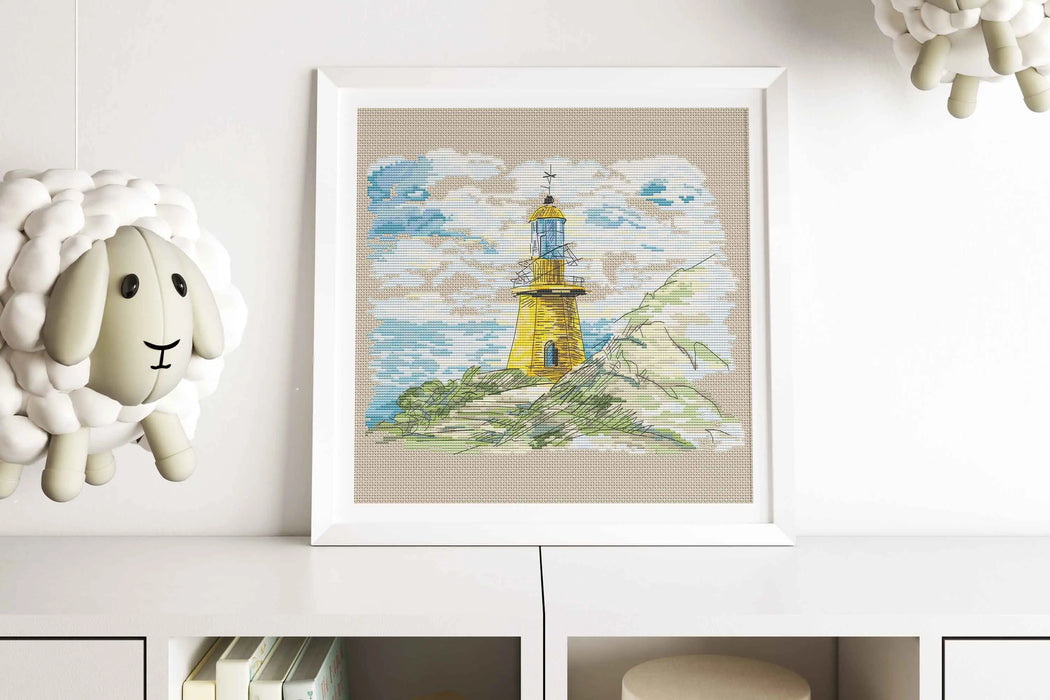 Yellow lighthouse - PDF Cross Stitch Pattern