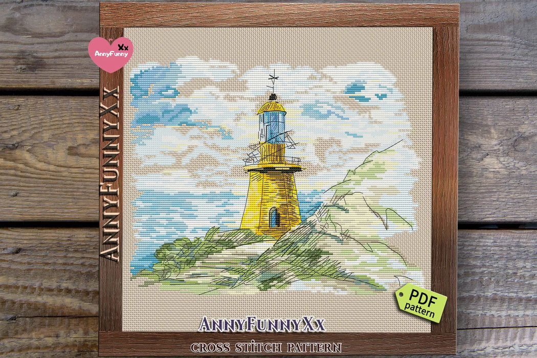 Yellow lighthouse - PDF Cross Stitch Pattern