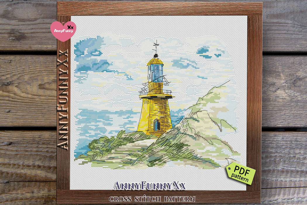 Yellow lighthouse - PDF Cross Stitch Pattern