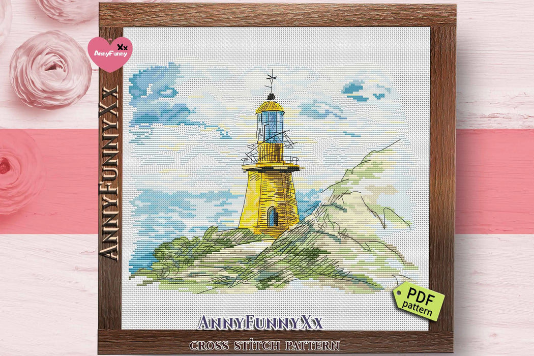 Yellow lighthouse - PDF Cross Stitch Pattern