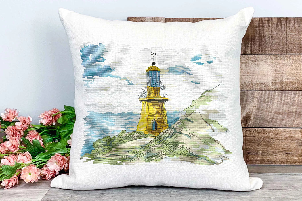 Yellow lighthouse - PDF Cross Stitch Pattern