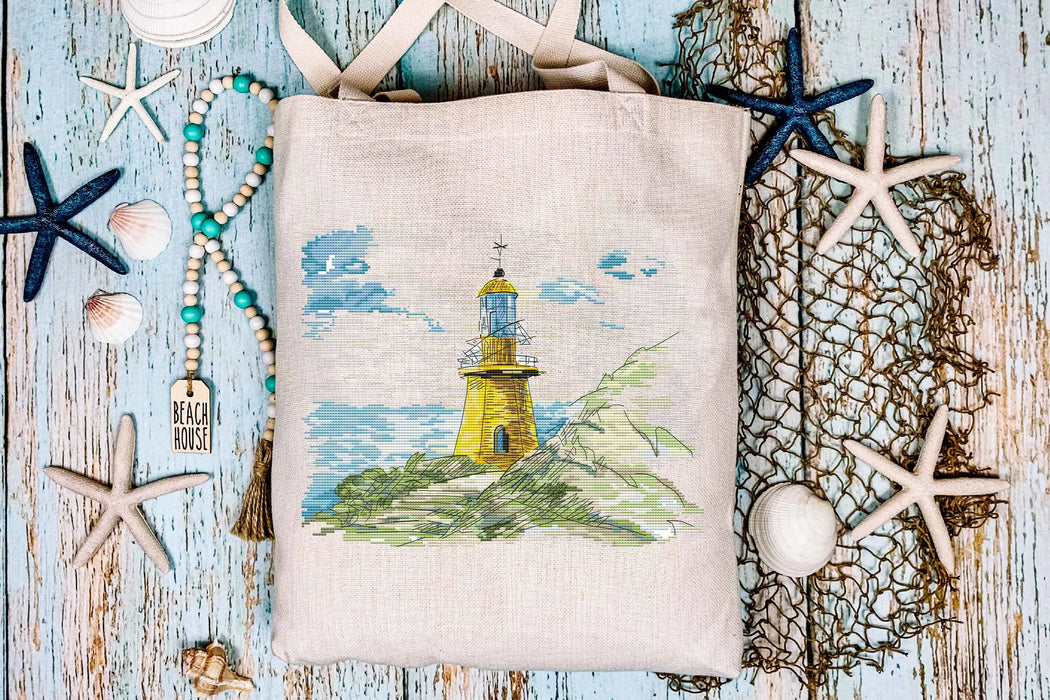 Yellow lighthouse - PDF Cross Stitch Pattern