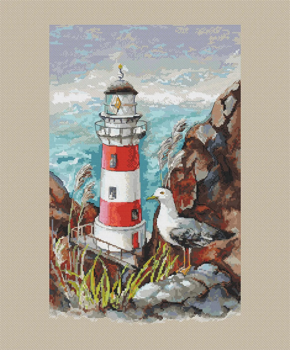 Lighthouse and Gull - PDF Cross Stitch Pattern