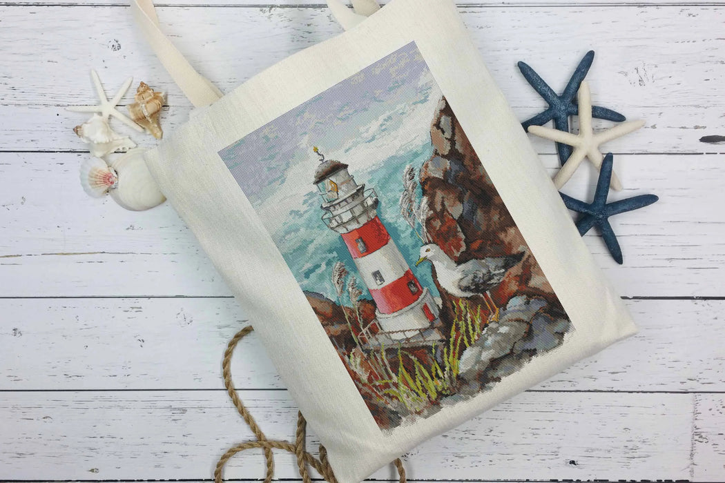 Lighthouse and Gull - PDF Cross Stitch Pattern