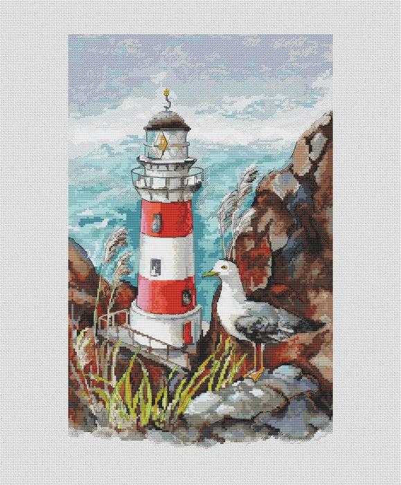 Lighthouse and Gull - PDF Cross Stitch Pattern