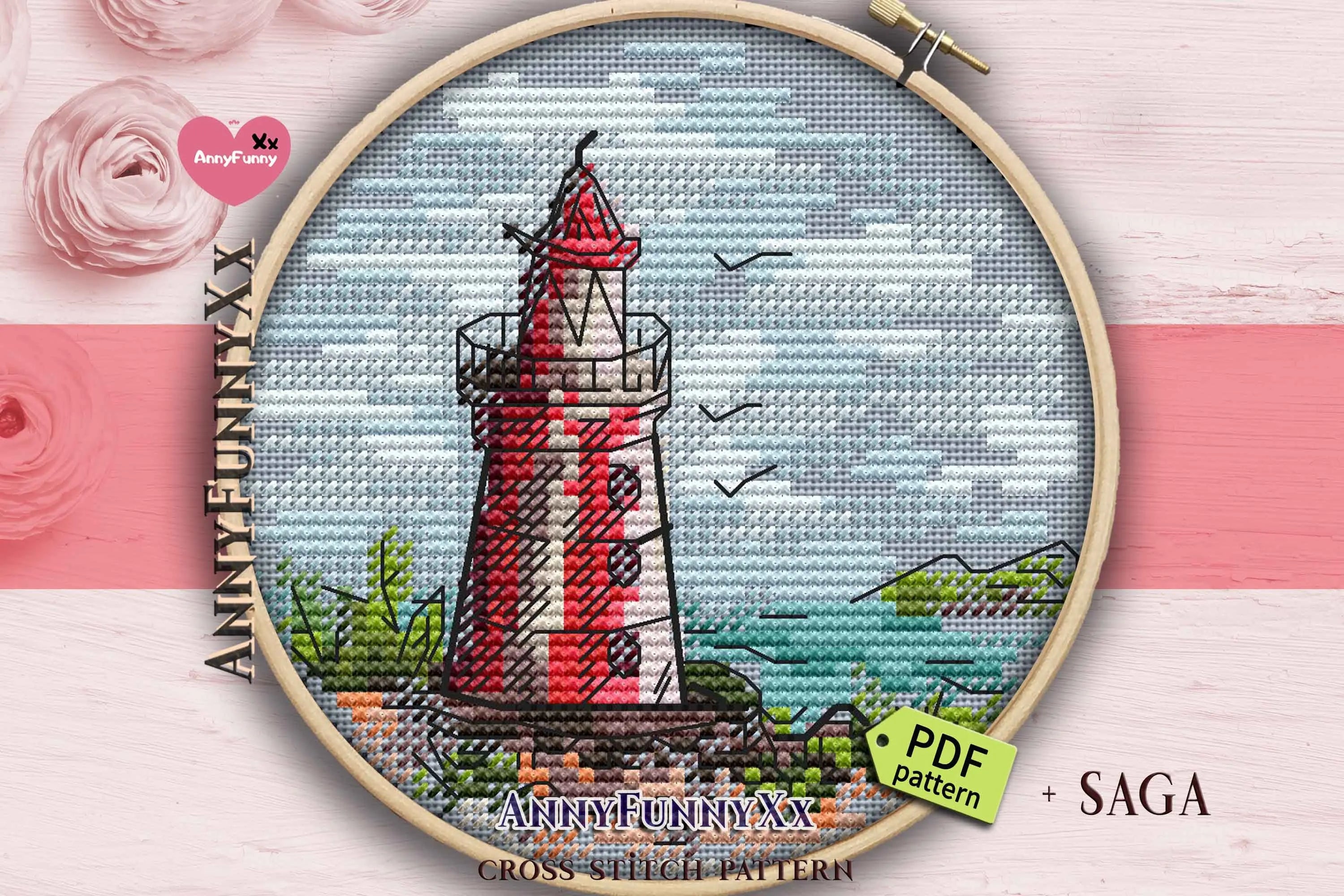 Mini Lighthouse. 13 - PDF Cross Stitch Pattern – Wizardi