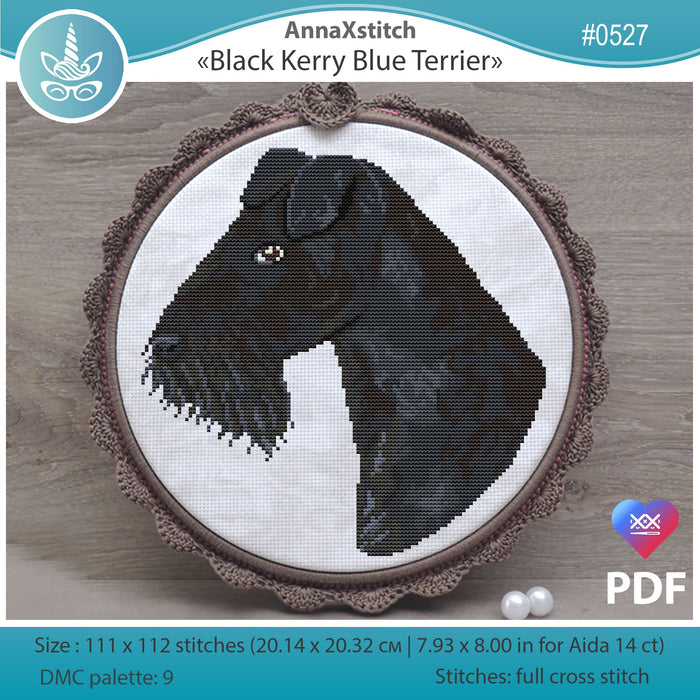 Black Kerry Blue Terrier - PDF Cross Stitch Pattern