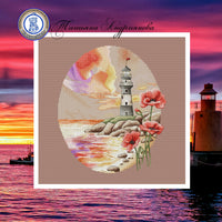 Lighthouse at Sunset - PDF Cross Stitch Pattern